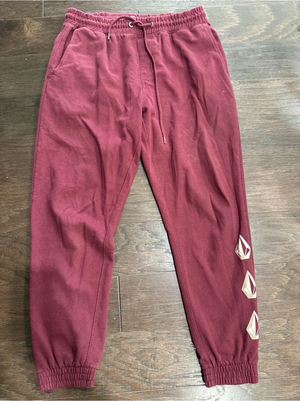 Volcom Men's Iconic Stone Fleece Jogger Sweatpants Drawstring burgundy/maroon L